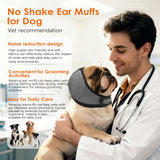 Dog Ear Muffs for Noise Protection & Bath, NoShake Ear Wrap for Hematoma, Drying & NoiseAnxiety Relief - Elastic Waterproof Dog EarProtector with Calming Cover Design for Grooming (Grey, Medium)