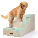 AODISMAN Dog Stairs for Large Dogs 18" H, Extra Wide Dog Steps for High Beds & Couches, 20" Wide Deep Steps, Non-Slip Dogs Ramp, 3-Step Pet Stairs, Beige