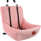 WOOAIDAGG Dog Car Seat for Small Dogs Up to 25lbs,Soft Washable Fabric Fill in Memory Foam,Easy to Assemble with 2 Clip-On Safety Leashes and Storage Pockets,Front or Back Seat are Both OK (Pink)