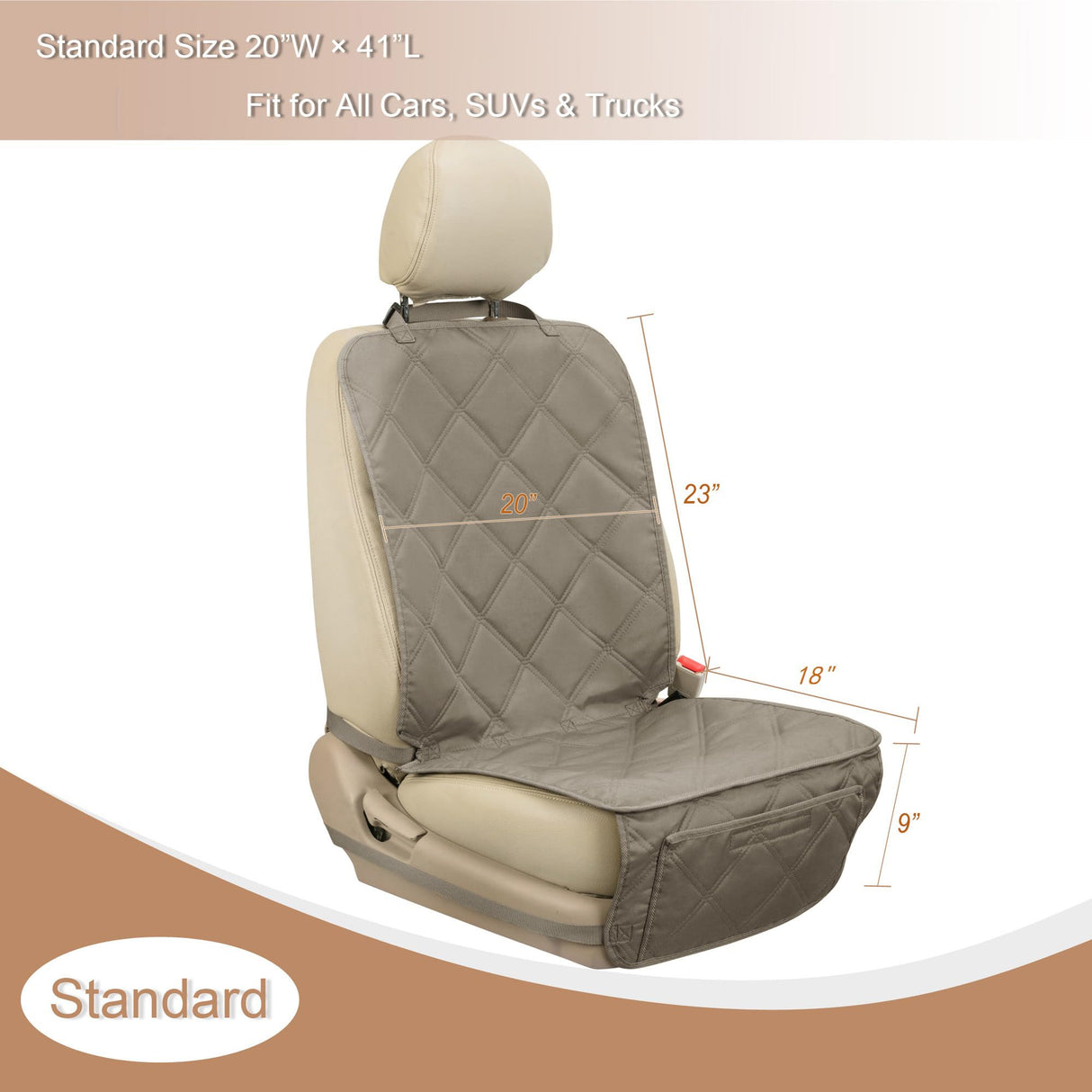 YESYEES Dog Front Seat Covers for Cars, 2 Pack Waterproof Bucket Seat Covers for Dogs with 4 Nonslip Straps, Long-Lasting Pet Car Seat Protector Universal Fit for Cars Trucks and SUVs (Khaki)