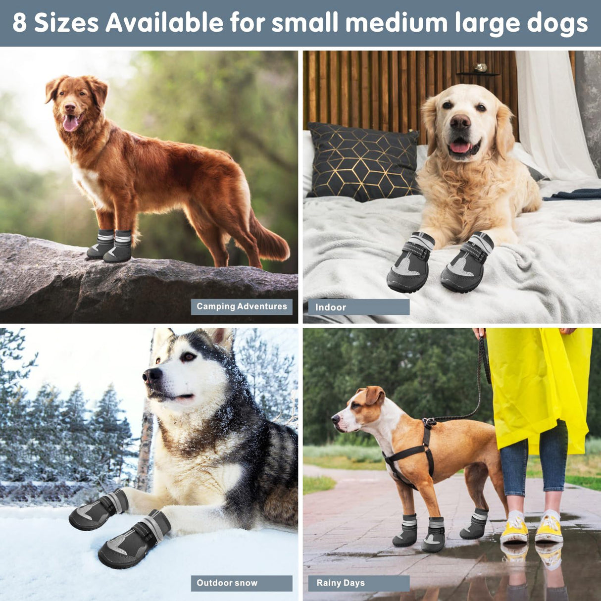 Dog Shoes, Otunrues Dog Shoes for Small Medium Large Dogs, Anti-Slip Dog Boot with Reflective, Waterproof Dog Booties & Paw Protectors for Winter Snowy Hot Pavement Day (Black, L)