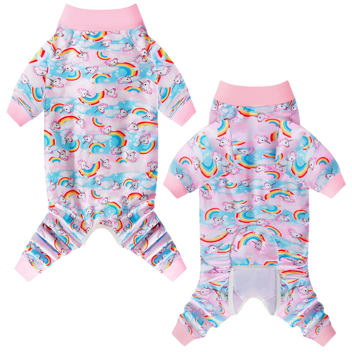PriPre Dog Surgery Recovery Suit Ice Cream Candy Printed Long Sleeve Shirts Soft Pajamas Onesie Jumpsuit Prevent Licking Dogs Shedding Suit for Large Dogs(Pink,2XL)