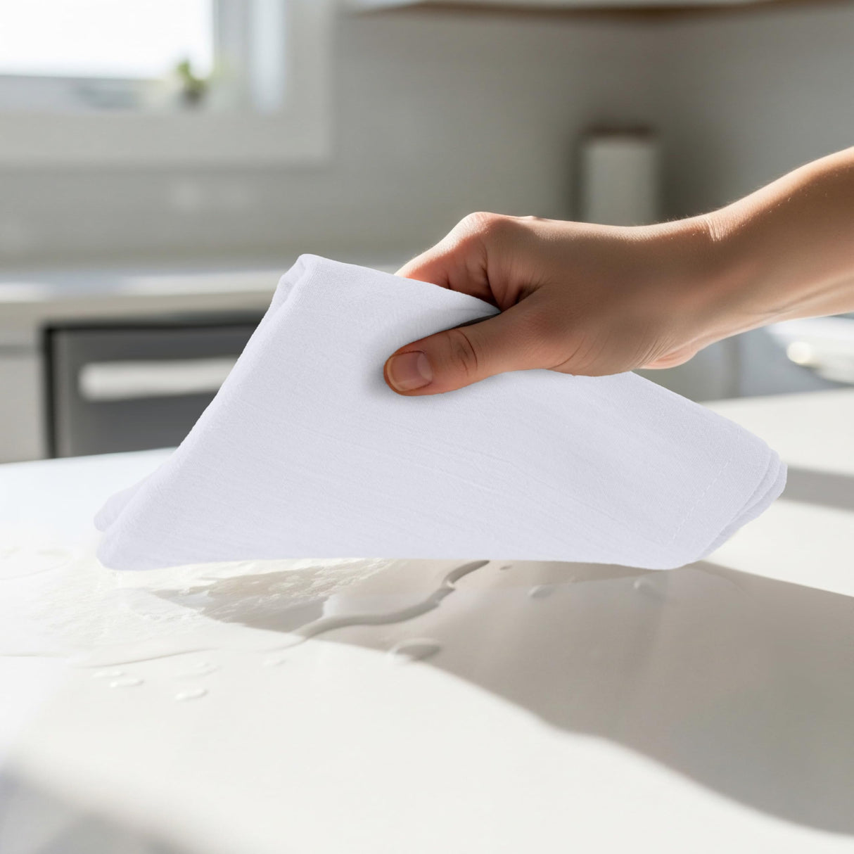 White Flour Sack Towels [12 Pack - 28 x 28 Inch] 100% Cotton Tea Towels for Cleaning & Drying - Highly Absorbent Kitchen Dish Cloth