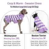 OUOBOB Dog Sweaters for Large Dogs Girl, Dog Sweater Dress with Leash Hole, Thick Turtleneck Knitwear for Female Dogs, Warm Fall Winter Dress for Cold Weather, Thanksgiving, Christmas - Purple XXL