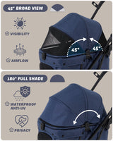 HITTITE Pet Stroller with Weatherproof Cover, All-Terrain 4-Wheel Cat & Dog Stroller with Adjustable Canopy, Foldable Dog Strollers with Storage Basket for Small to Medium Dogs Up to 55 lbs.