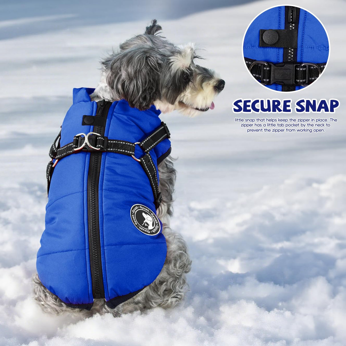 Gyuzh Dog Coat with Harness Puppy Coats Small Dog Harness Jacket Winter Waterproof Jackets for Smal Medium Large Dogs