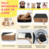 PetsHome Dog Car Seat for Medium Large Dogs, Detachable Washable Pet Booster Seat with Memory Foam Cushion, Side Pockets, 2 Clip-On Safety Leashes Pet Car Seat for Dog Up to 60 lbs/2 Small Dogs-Brown
