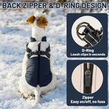 COOHAMS Dog Winter Coat for Small & Medium Dogs, Waterproof Dog Coat with Harness, Puppies Windproof Puppy Puffer Jacket, Snowsuit for Dachshund, Frenchie, Corgi (Classic Blue,XL)