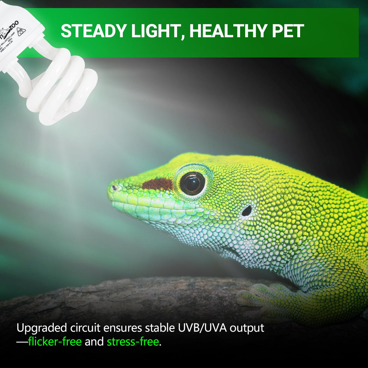 REPTI ZOO UVB Light for Tropical Reptile, 2 Pack 5.0 15W UVA UVB Reptile Light Bulb, UVB Lamp for Crested Gecko Leopard Gecko Frog Toad Snake Chameleon