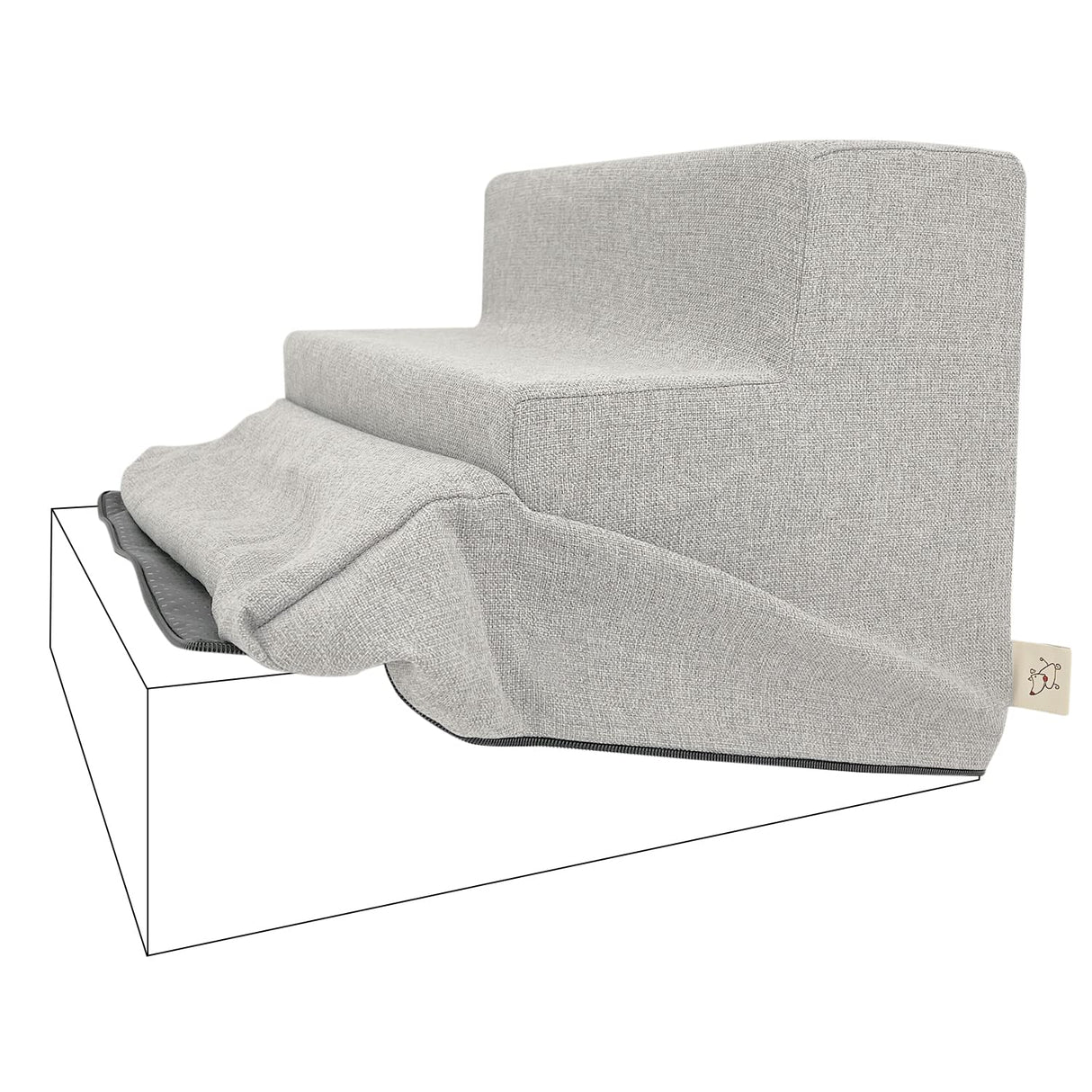 Best Pet Supplies Foam Pet Steps Cover for Small Dogs and Cats, Portable Ramp Stairs for Couch, Sofa, and High Bed Climbing (Cover Only) - Sand, 3-Step (H: 13.5") (Cover Only)