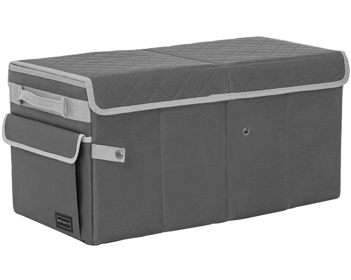 PETSFIT Seat Extender for Dogs, Dog Car Seat Extender for Front and Back Seat, Collapsible Car Organizer Trunk for Dogs Up to 90 LBS (Grey)
