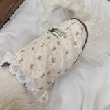Cute Pet Apparel Cotton Bear Pattern Dog Clothes All Season Lace Sleeveless Puppy Kitten Pullover Soft Skin-Friendly (XL (11-16lbs))