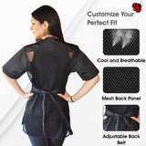 Ladybird Line 950 Classic Black Waterproof Styling Jacket, Hair and Bleach Resistant with Covered Zipper Panel, Mesh Back and Back Tie Belt, Ideal for Pet Groomers, Barbers, and Hair Stylists - 2XL