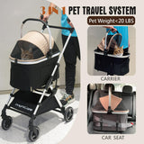BRIGHTCARE Pet Stroller for Small Dogs & Cats Under 20 lb with Detachable Carrier, Converts to Car Seat, Ultra-Lightweight only 11lb, One Hand Fold