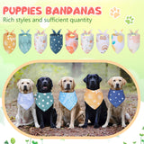 Amylove 50 Pcs Spring Dog Bandanas Bulk Puppy Floral Dog Bibs Holiday Washable Scarf Pets Triangle Head Scarfs Bandanas Pet Costume Outfit(Flower,Small)