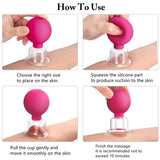 CFHBF 4 Size Facial Cupping Therapy Set Glass, Eye Face Vacuum Massage Anti Cellulite Cup - Silicone, for Beauty Body Cup Lymphatic Fascia Massager (Gift Box Packaging-red)
