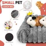 ONEJU Guinea Pig Couch - Fluffy Small Pet Sofa with with Two Removable Washable Covers, Guinea Pig Bed with Stuffed Arms and Back, Super Cozy Corduroy Fleece, Pink and Dark Gray Respectively