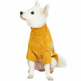 Blueberry Pet Cozy Soft Chenille Classy Striped Dog Sweater in Mustard, Back Length 18", Pack of 1 Clothes for Dogs