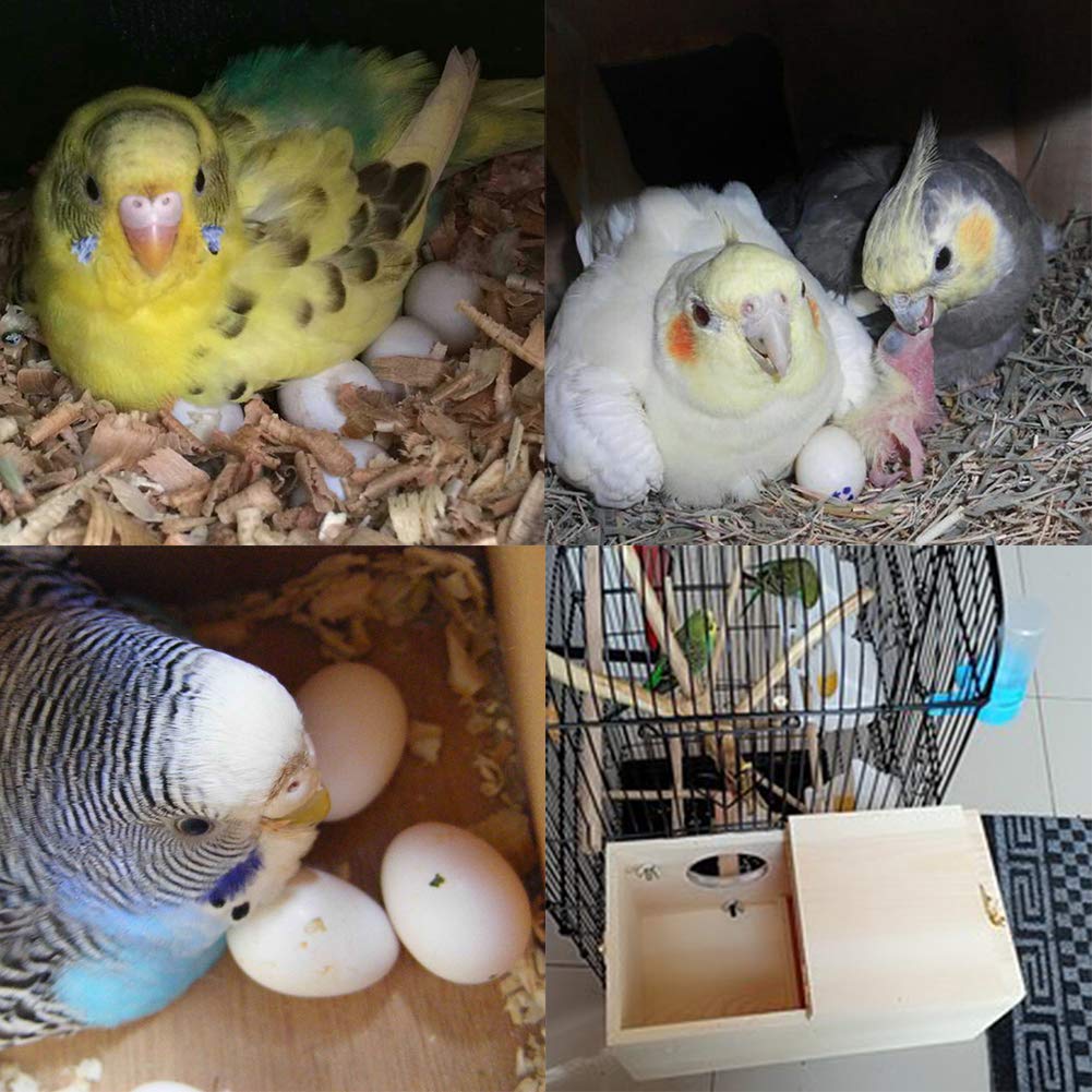 YJJKJ Wood Parakeet Nest Box Pet Bird House Parrot Breeding Mating Box Bird Cage Box for Lovebirds Cockatiel Parrotlets Budgerigar Parakeet (M)