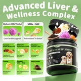 POPPAW Dog Liver Support Chews - with Milk Thistle (Silybum), Same & NAC - Liver Supplement for Metabolic - Detox - Gut & Immune Health - Beef Flavor, 90 Soft Chews