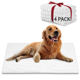 NWK Pack of 4 Fluffy Self Warming Cat Mat, Cat Blanket, Thermal Dog Mat, Washable, Non-Slip Bottom for Sofa & Crate & Kennel & Car Seat (Creamy White, Large (34'' X 22'' X 0.7''))