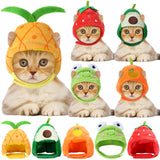 Weewooday 5 Pcs Cat Adorable Costume Bunny Hat with Ears Funny Mane Cat Hat for Pets and Small Dogs Kitten Puppy Party Costume Accessory Headwear(Avocado, Orange, Strawberry, Pineapple, Frog)