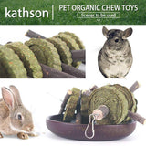 kathson 4PCS Bunny Chew Toys for Teeth Grinding, Chinchilla Treats Organic Bamboo Sticks Natural Fruitwood Branches for Rabbits Guinea Pigs Hamsters (Fruitwood Sticks+Alfalfa Cakes)
