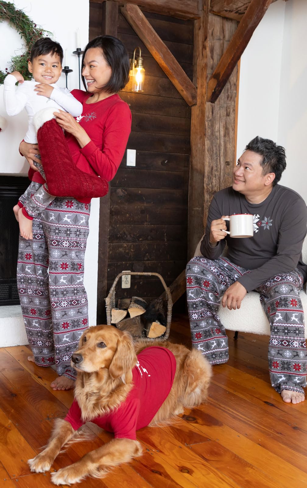 PajamaGram Christmas Pajamas For Family - Family Pajamas, Nordic, Pet MD Gray