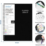 BooQool Planner 2026-2027 for Office, School, Home - Spiral Bound Academic Monthly Weekly Calendar July 2026 - June 2027 Organizer with To Do List, Tabs & PP Cover 8" x 10"