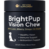 BrightPup Dog Vision Chews, Dog Vision Supplement with Lutein, Vitamin A/C/E, Bilberry & Omega-3, Supports Eyes Health & Visions Clarity, Bacon Flavor Eye Supplements for Dogs, 30 Soft Chews (1)