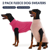 IECOii 2 Pack 3XL Dog Sweater - Fleece Pullover Vest for Large Breeds, Warm Stretchy Fall Winter Coat with Leash Hole, Labrador Retriever, ‌American Bulldog(Size XXXL, Rose Red & Dusty Pink)