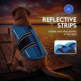 ASENKU Dog Life Jacket with Reflective Stripes, Adjustable High Flotation Dog Safety Vest, Ripstop Pet Lifesaver for Swimming Boating, Lightweight Pet Life Preserver for Medium Dogs (Blue, S)
