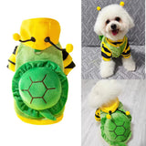 Anelekor 2 PCS Funny Warm Small Dog Clothes Halloween Pet Bee Costume Winter Puppy Hoodies and Vest Sets Flannel Jacket with D-Ring for Cats Dogs (Green, Large)