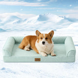 Cooling Dog Bed, Orthopedic Foam Dog Bed with Sides, Removable Cover & Waterproof Lining and Nonskid Bottom, Comfortable Pet Beds for Medium Dogs, Green (36" L x 27" W x 6.5" Th)