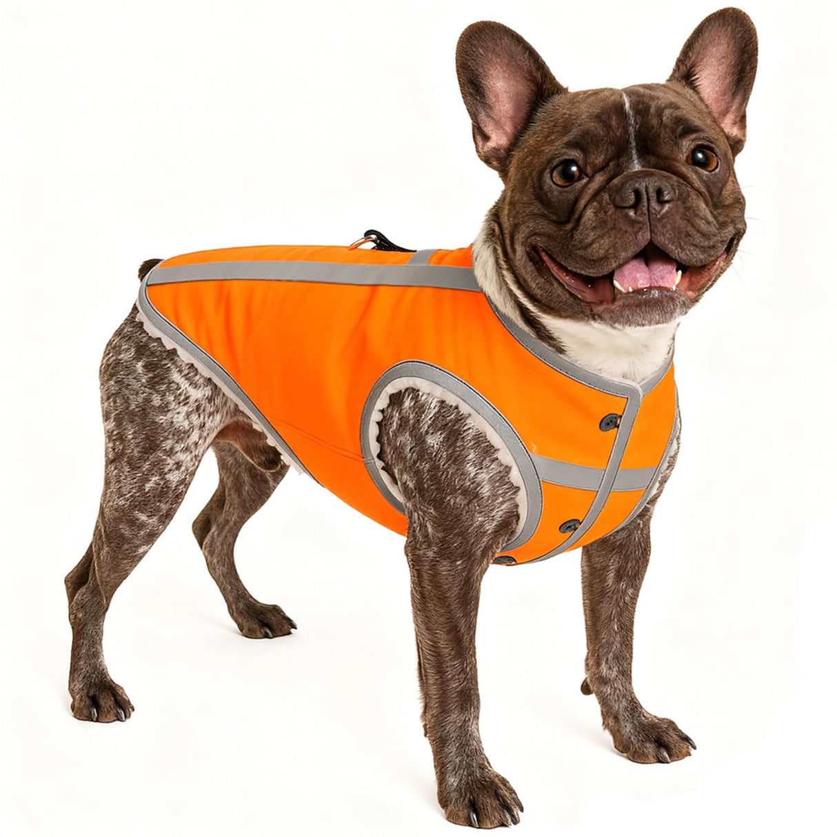 Dog Winter Coat with Fleece Lining for Medium Dogs– Warm Waterproof Windproof Snow Vest for Cold Weather, Reflective Blaze Orange Safety Dog Jacket, Easy-On Adjustable Fit with D Ring, L