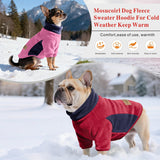Mosucoirl Dog Fleece Sweater Hoodie Pet Warm Coats Cotton Sweatshirts Winter Clothes Puppy Pullover Jacket Dog Jumpsuit for Small Medium Dogs Cats Teddy Poodle Chihuahua (Red&Pink, 2XL)
