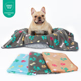 Luciphia 1 Pack 3 Blankets Fluffy Premium Fleece Pet Blanket Flannel Paw Printed Throw for Dog Cat(Large 41x31'', Grey/Brown/Blue)