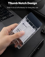 2 Pack Vertical 2-Card Badge Holder with Thumb Slot Hard Transparent PC Case Protector for Office School IDs Credit Cards Driver’s Licenses and Passes
