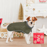 Fragralley Dog Coat Medium, Waterproof Dog Jacket with Warm Fleece Lining, Adjustable Reflective Dogs Winter Coat, Turtleneck Pet Coats for Cold Weather (ArmyGreen M)
