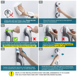 TAILI Shower Grab Bar, 2 Pack 12 Inch Suction Grab Bars for Bathtubs and Showers for Elderly, Shower Handle for Seniors Bathroom Safety Grip, No Drilling Removable,Grey