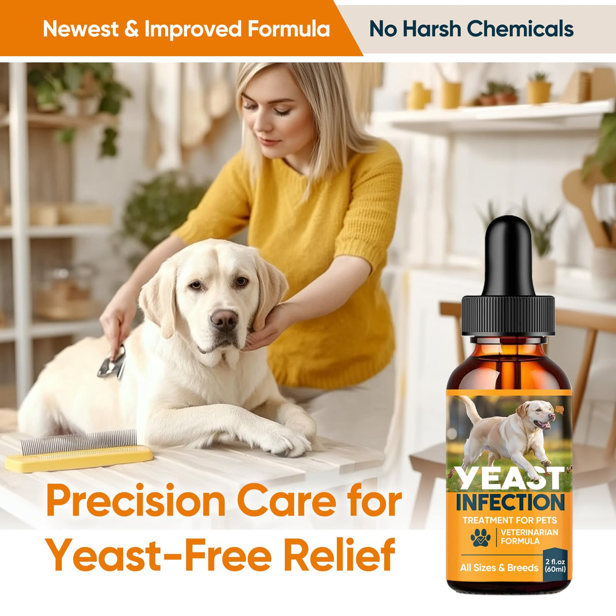 Yeast Infection Treatment for Dogs, Dog Yeast Infection Treatment Providing Itch Relief & Smelly Ears & Paw Licking, Natural Dog Ear Yeast Infection Treatment 2 Fl Oz