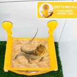 FlidRunest Bearded Dragon Hammock with Suction Cups, Soft Lizard Hammock Bed, Winter Warm House Tent, Reptile Tank Perch-Yellow