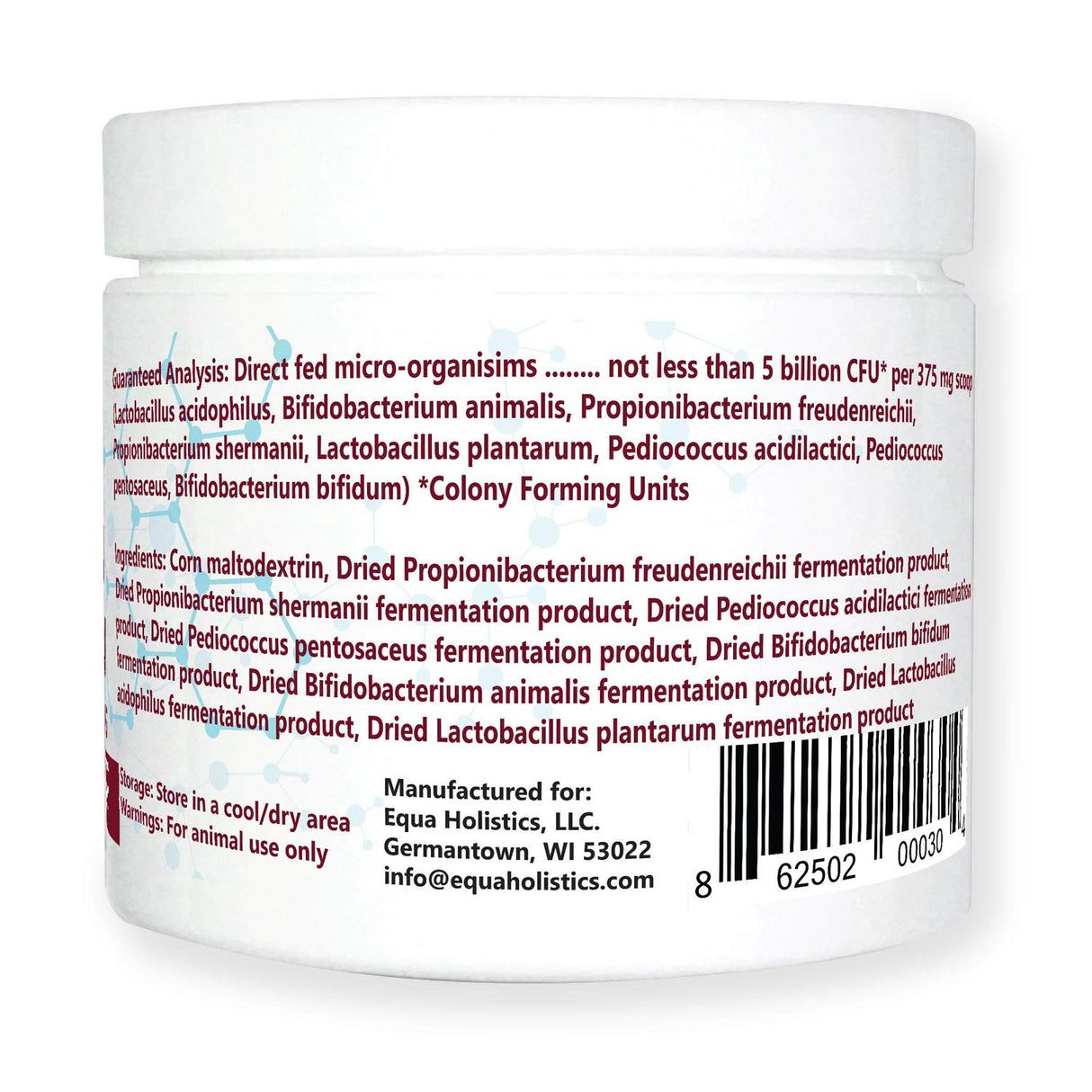 Equa Holistics HealthyGut™ Avian Probiotics Dietary Supplement for Parrots, All-Natural Digestive System Formula (120 Servings)