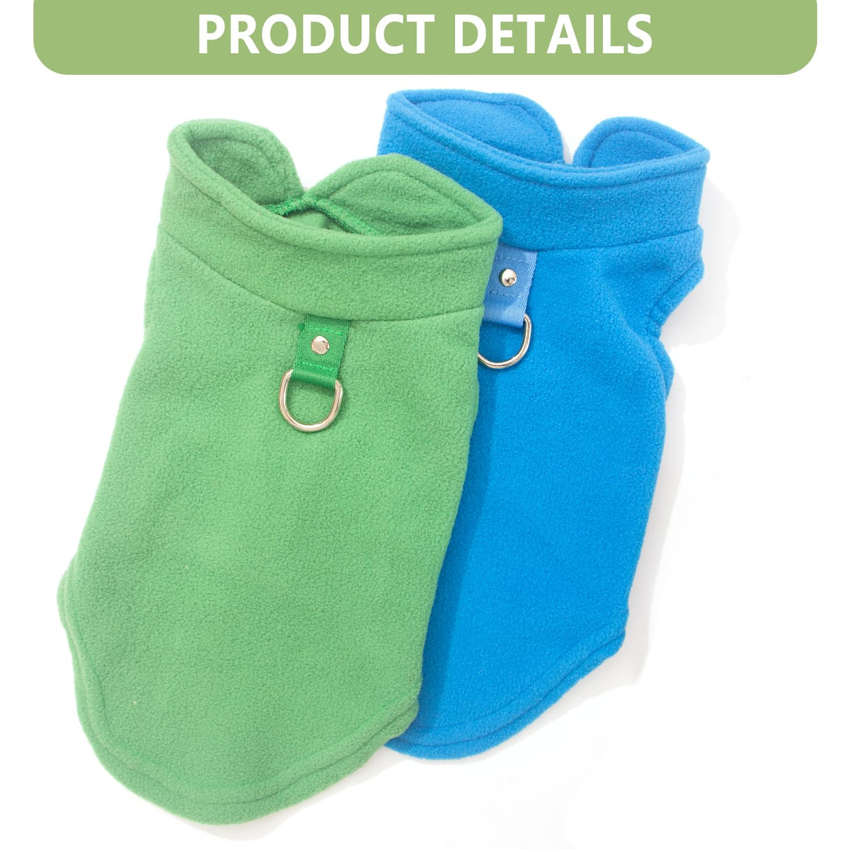 2 Pieces Fleece Dog Sweaters for Small Dogs Male, with Leash Ring, Warm Pet Sweater Fall Winter Thick Clothes Coat for Chihuahua, French Bulldog, Dachshund, XL
