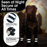 Pezluxe Dog Suspender Boots, Waterproof Anti-Slip Dog Rain Boots with Adjustable Strap for Small Medium Large Dogs, Reflective Paw Protector Pet Shoes for Outdoor Walking, Rain Snow Hiking, Black, L