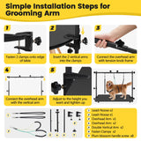 SUNMCCN Dog Grooming Table Arm - Adjustable 35"" Height, 32""-47"" Width, Dog Grooming Arm with Clamp and No-Sit Haunch Holders - Perfect for Medium & Large Pets