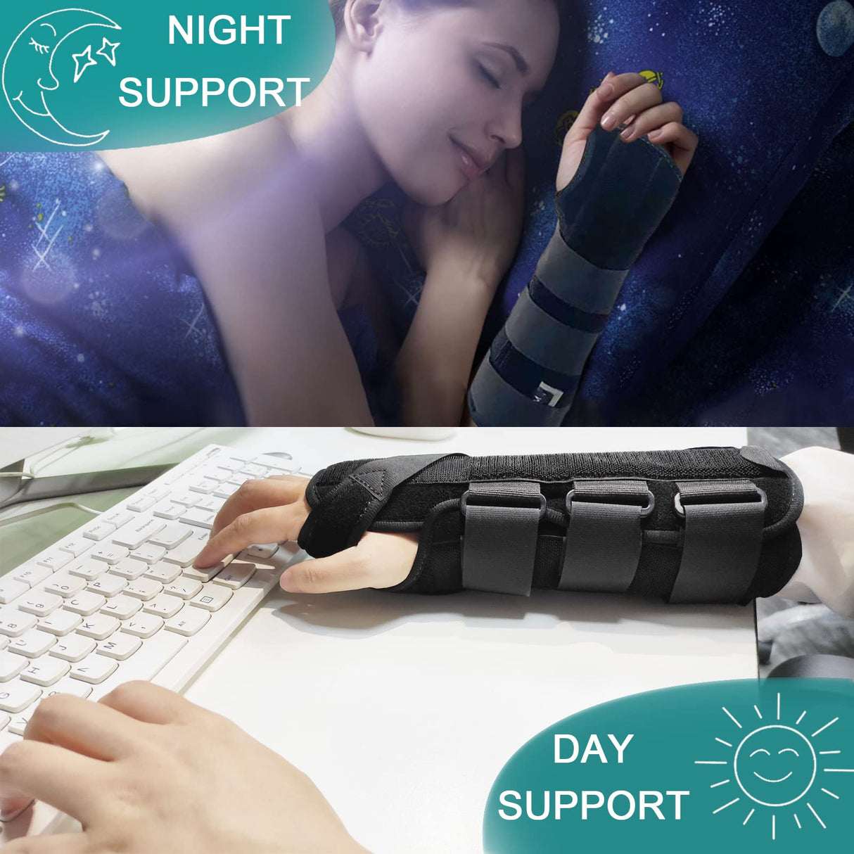 TANDCF Unisex Forearm and Wrist Support Splint Brace Double Fixation Wrist Brace for Carpal Tunnel,Adjustable Night Time Forearm Immobilizer Brace Splints,12.2 inch (31cm) length(LH/L)