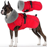 Dogcheer Dog Coat with Pocket, Waterproof Dog Jacket with Adjustable Buckle, Reflective Puppy Winter Coat Warm Turtleneck Fleece SnowJacket for Small Medium Large Dogs - Red L