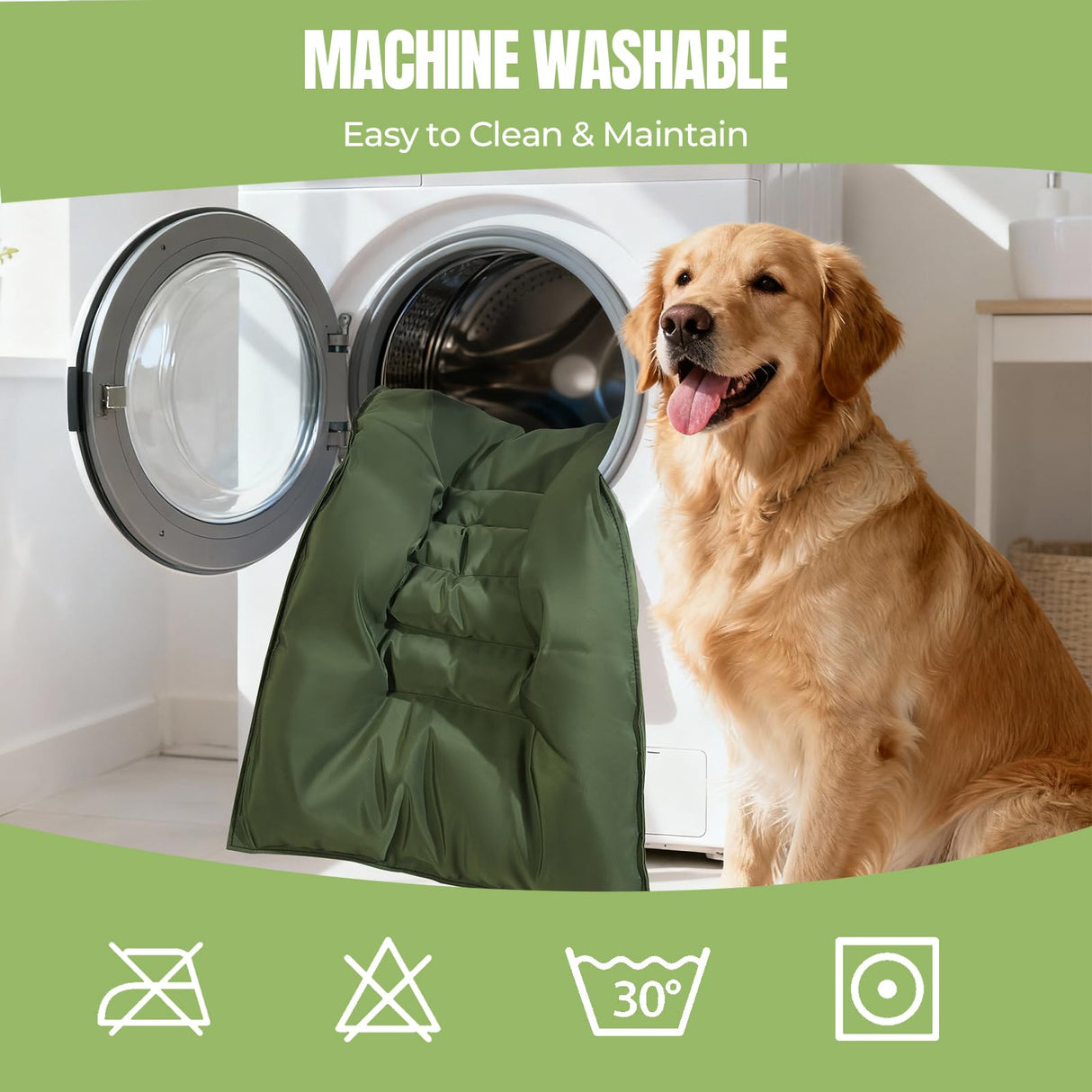 Couzssyhi Chew Proof Indestructible Dog Bed for Aggressive Chewers, Durable & Waterproof Crate Pad, Machine Washable Tough Kennel Bed for Large Dogs, Indoor Outdoor Pet Bed, X-Large (28"x47", Green)