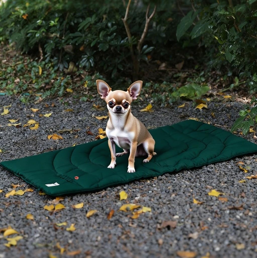 Travel Dog Bed | Camping Dog Bed | 37.4"x25.6" Waterproof Outdoor Dog Mat | Portable Place Mat for Dogs with Handle | Machine Washable | Easy Clean for Outdoor Adventures (Brown)